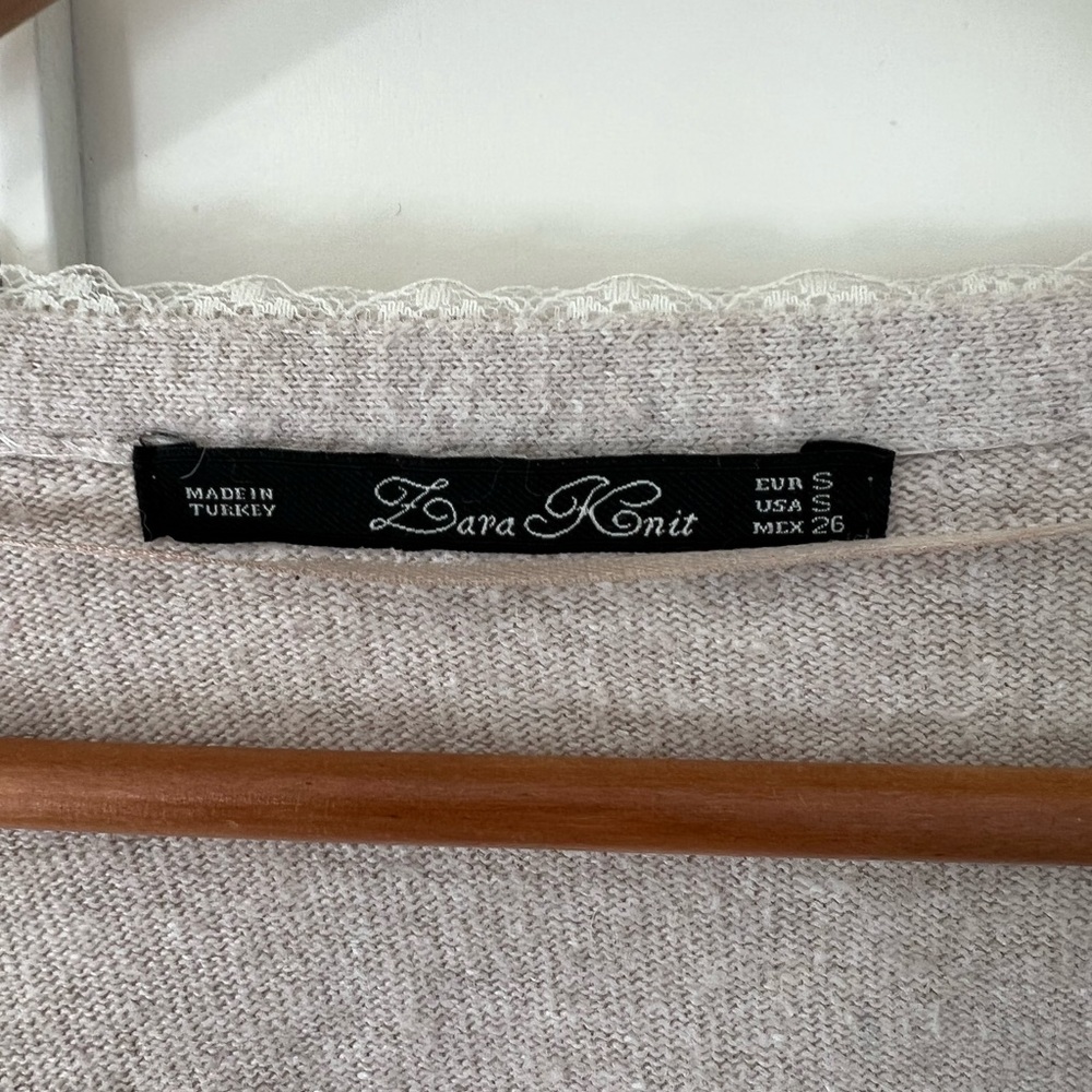 Zara Gray Knit Cardigan Blouse Top - Picture 7 of 7